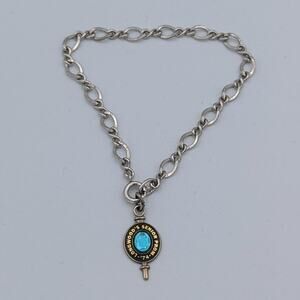 Vintage 1974 Senior Prom Charm Bracelet | FED Marked Chain | Blue Glass Keepsake
